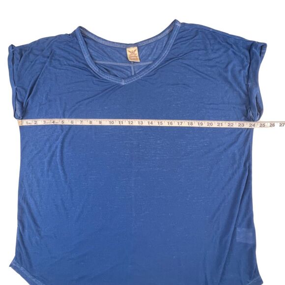 Faded Glory Longline Top XL Blue Airy Sheer Flowy Layering Tee Drapey Knit Shirt - Picture 3 of 13